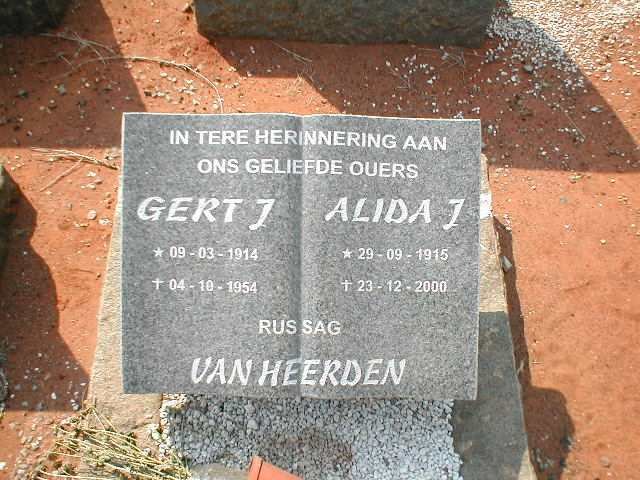 HEERDEN Gert J., van 1914-1954 &amp; Alida J. 1915-2000