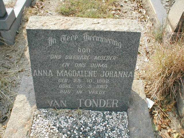 TONDER Anna Magdalene Johanna, van 1892-1967