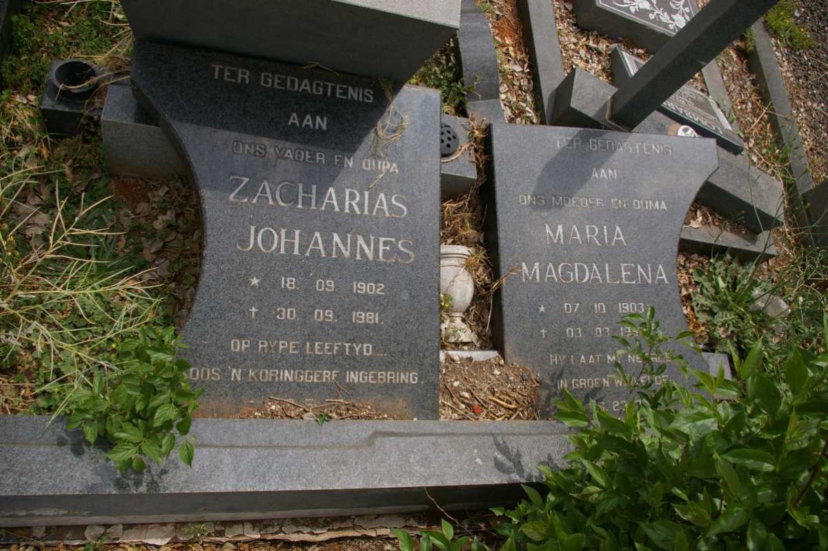 VERSTER Zacharias Johannes 1902-1991 &amp; Maria Magdalena 1903-199?