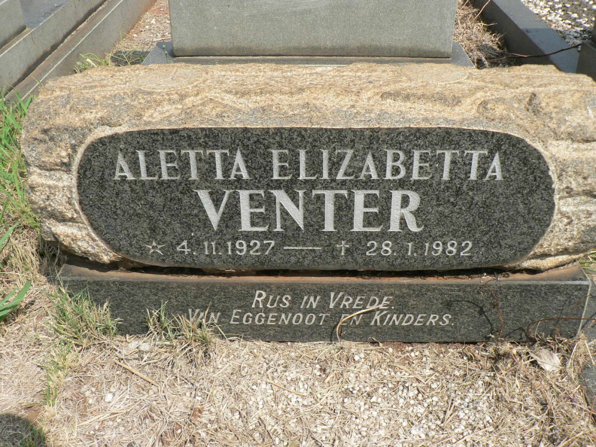 VENTER Aletta Elizabetta 1927-1982