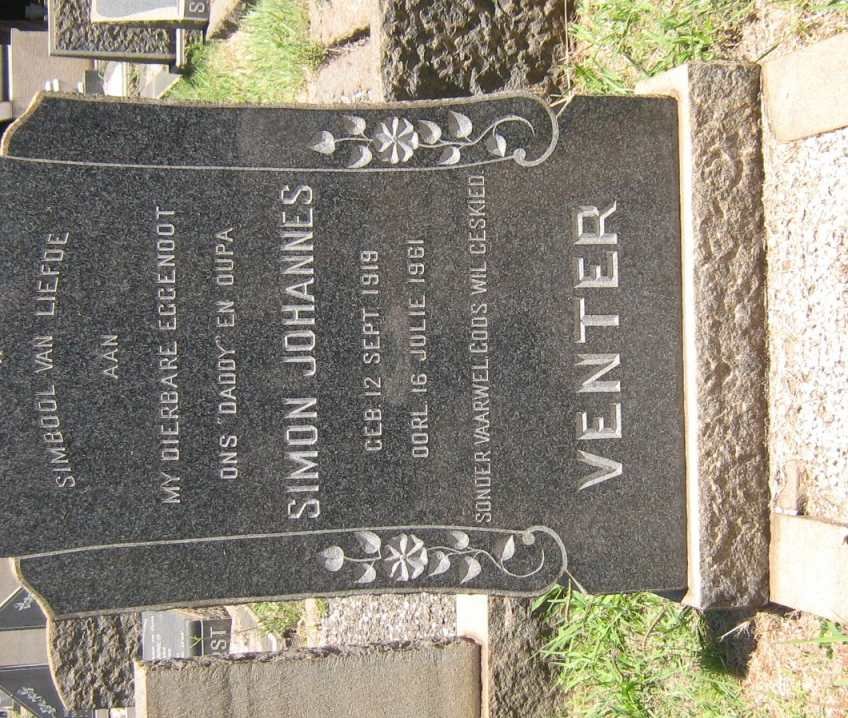 VENTER Simon Johannes 1919-1961