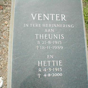 VENTER Theunis 1915-1989 &amp; Hettie 1915-2000