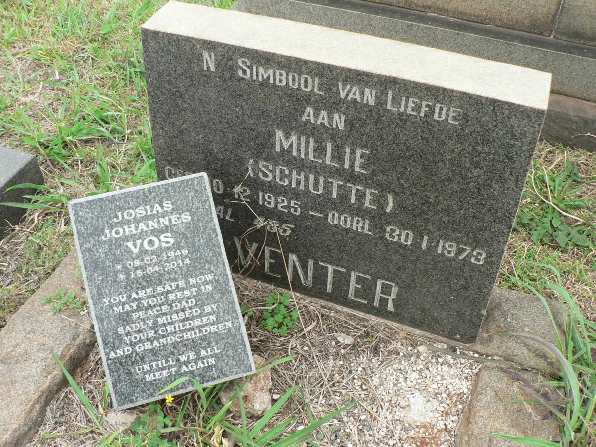 VENTER Millie nee SCHUTTE 1925-1937 :: VOS Josias Johannes 1946-2014