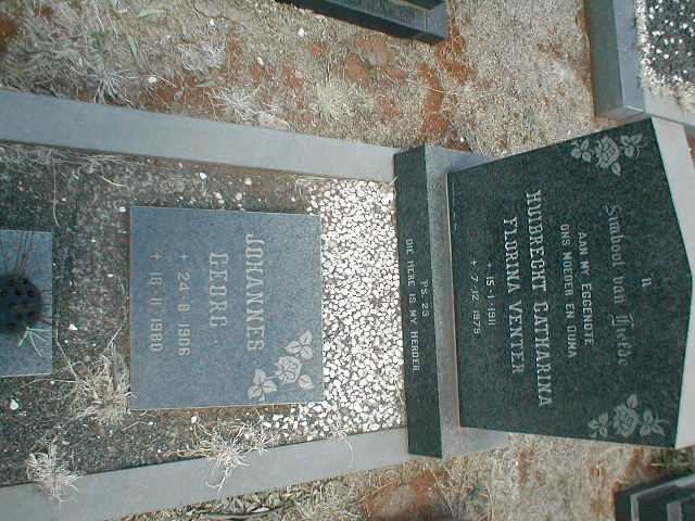 VENTER Johannes Georg 1906-1980 &amp; Huibrecht Catharina Florina 1911-1979