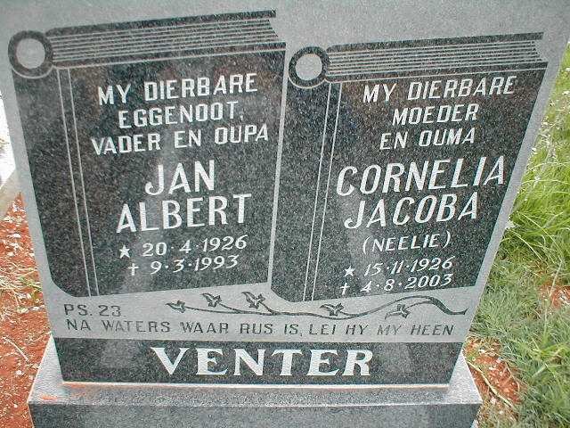 VENTER Jan Albert 1926-1993 &amp; Cornelia Jacoba 1926-2003