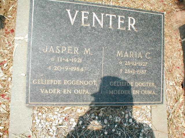 VENTER Jasper M. 1921-1984 &amp; Maria C. 1927-1987