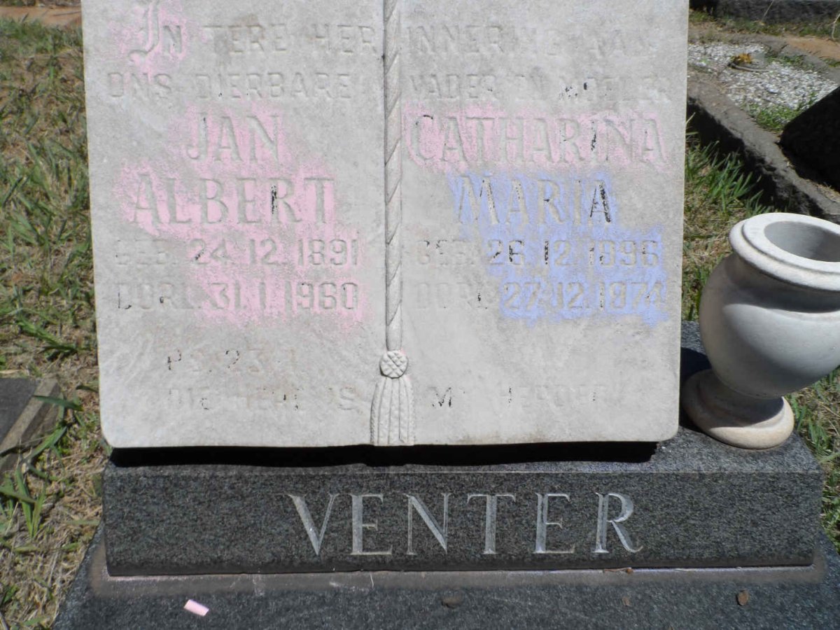 VENTER Jan Albert 1891-1960 &amp; Catharina Maria 1896-1974