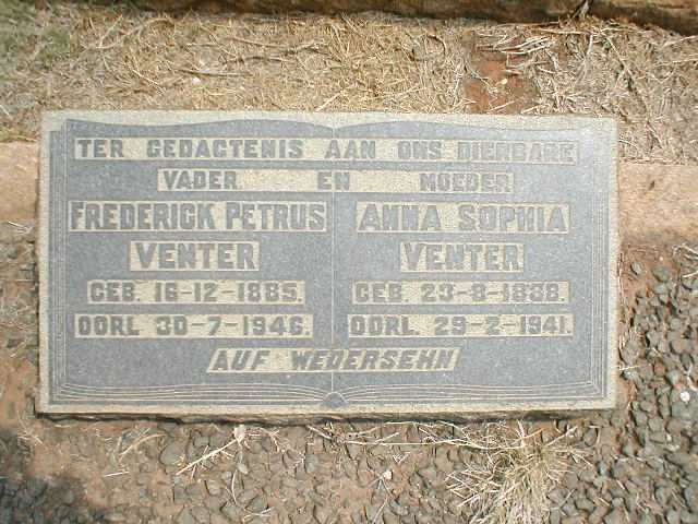 VENTER Frederick Petrus 1885-1946 &amp; Anna Sophia 1888-1941
