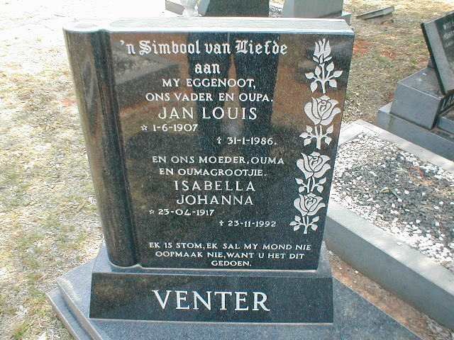 VENTER Jan Louis 1907-1986 &amp; Isabella Johanna 1917-1992