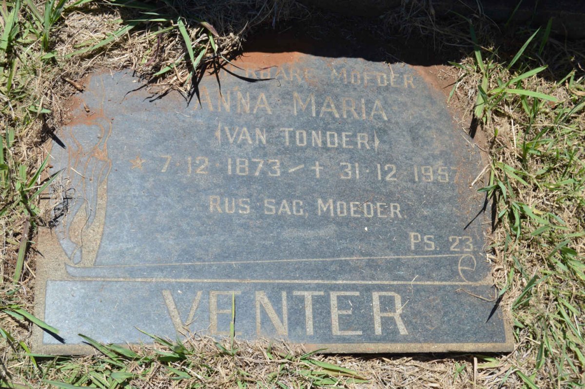 VENTER Anna Maria nee VAN TONDER 1873-1957
