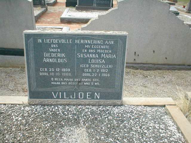 VILJOEN Diederik Arnoldus 1909-1968 &amp; Susanna Maria Louisa SCHUTZLER 1912-1966
