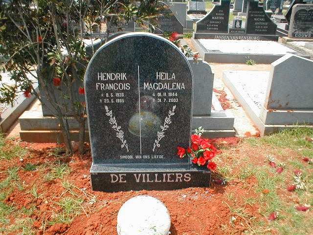 VILLIERS Hendrik Francois, de 1938-1985 &amp; Heila Magdalena 1944-2003