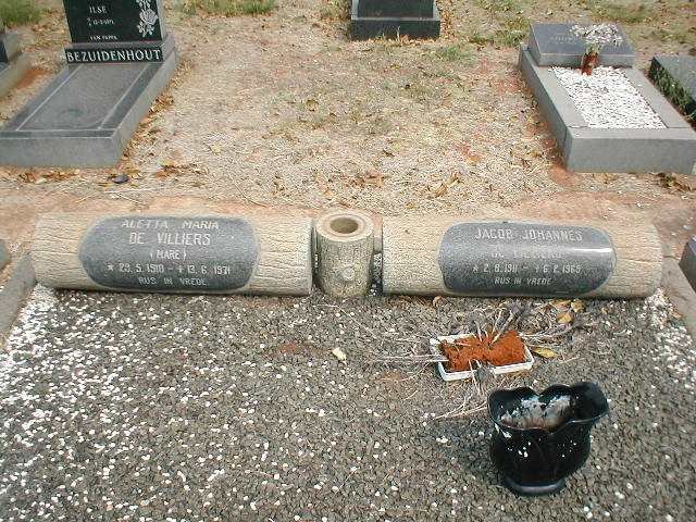 VILLIERS Jacob Johannes, de 1911-1969 &amp; Aletta Maria MARE 1910-1971