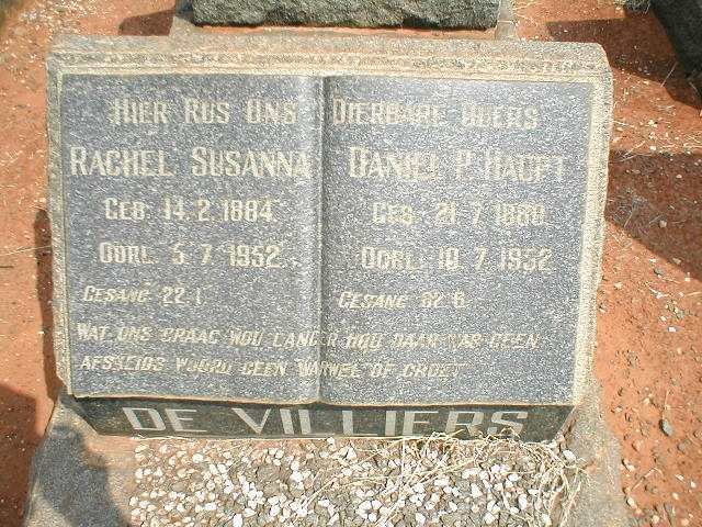 VILLIERS Daniel P. Haupt, de 1880-1952 &amp; Rachel Susanna 1884-1952