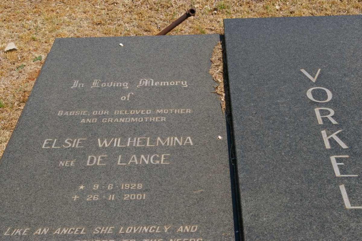 VORKEL Elsie Wilhelmina nee DE LANGE 1928-2001