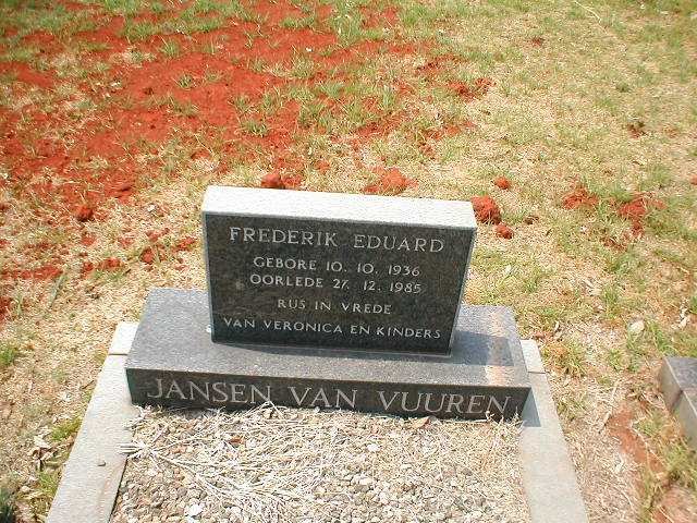 VUUREN Frederik Eduard, Jansen van 1936-1985
