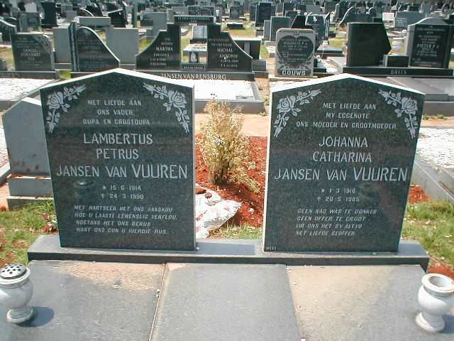 VUUREN Lambertus Petrus, Jansen van 1914-1990 &amp; Johanna Catharina 1916-1985