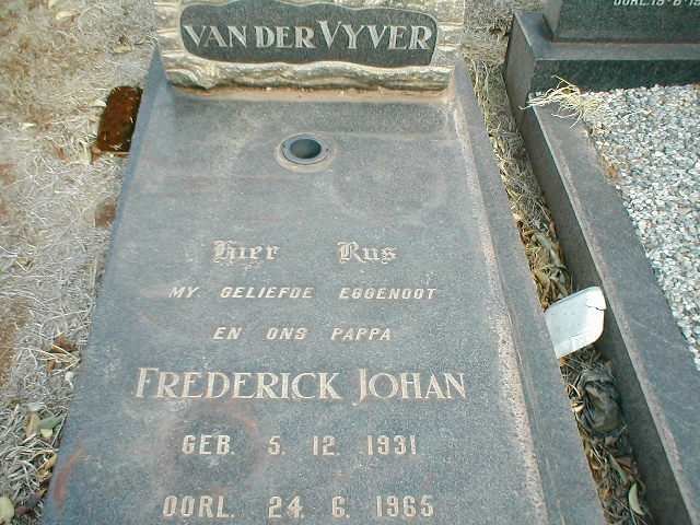 VYVER Frederick Johan, van der 1931-1965