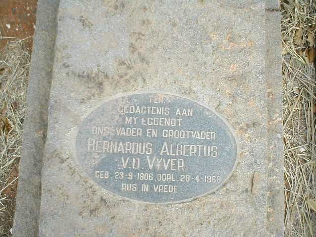 VYVER Bernardus Albertus, v.d. 1906-1968