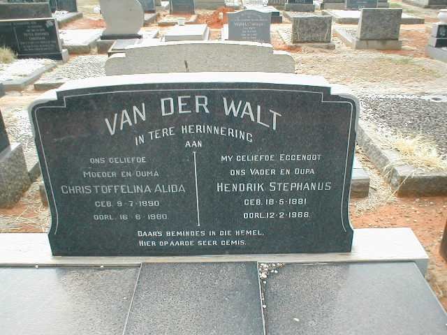 WALT Hendrik Stephanus, van der 1881-1968 &amp; Christoffelina Alida 1890-1980