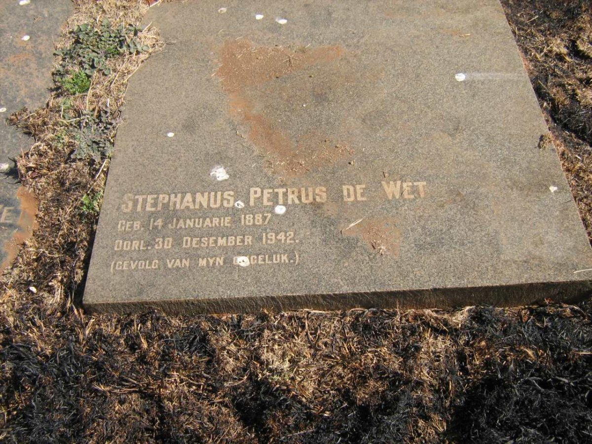 WET Stephanus Petrus, de 1887-1942