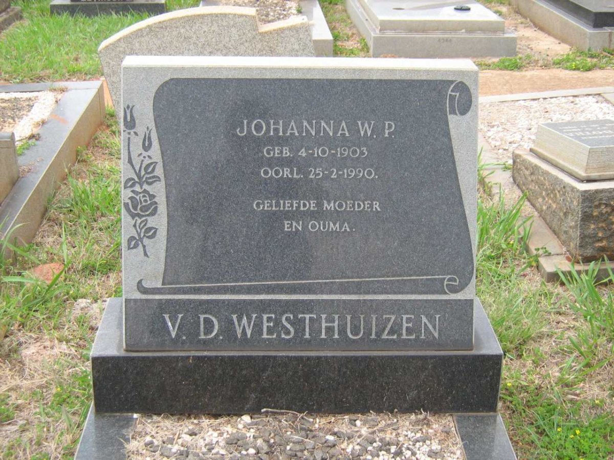 WESTHUIZEN Johanna W.P., v.d. 1903-1990