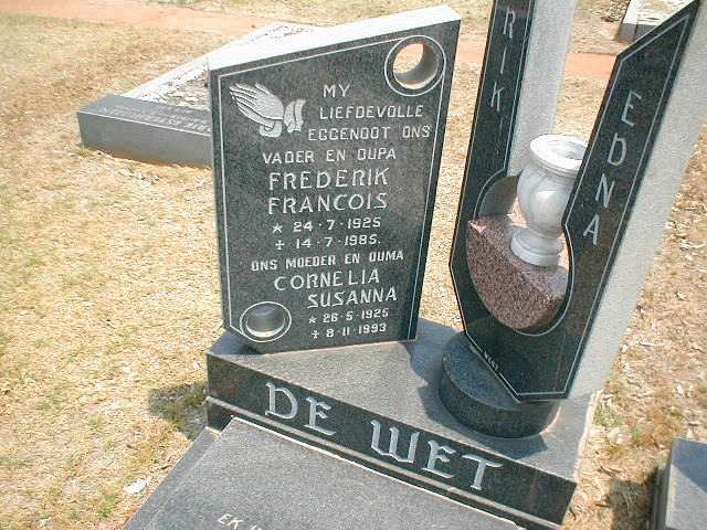 WET Frederik Francois, de 1925-1985 &amp; Cornelia Susanna 1925-1993