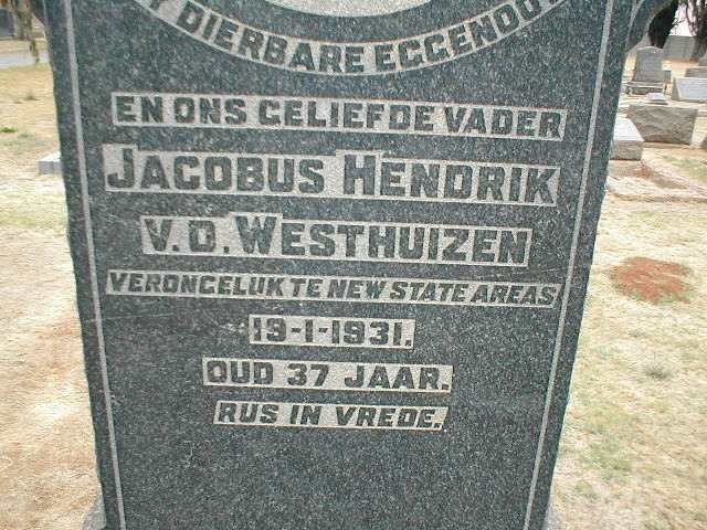 WESTHUIZEN Jacobus Hendrik, v.d. -1931