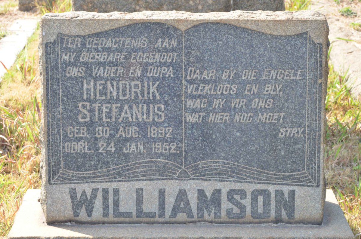 WILLIAMSON Hendrik Stefanus 1892-1952 &amp; Sophia C.J. 1893-1968