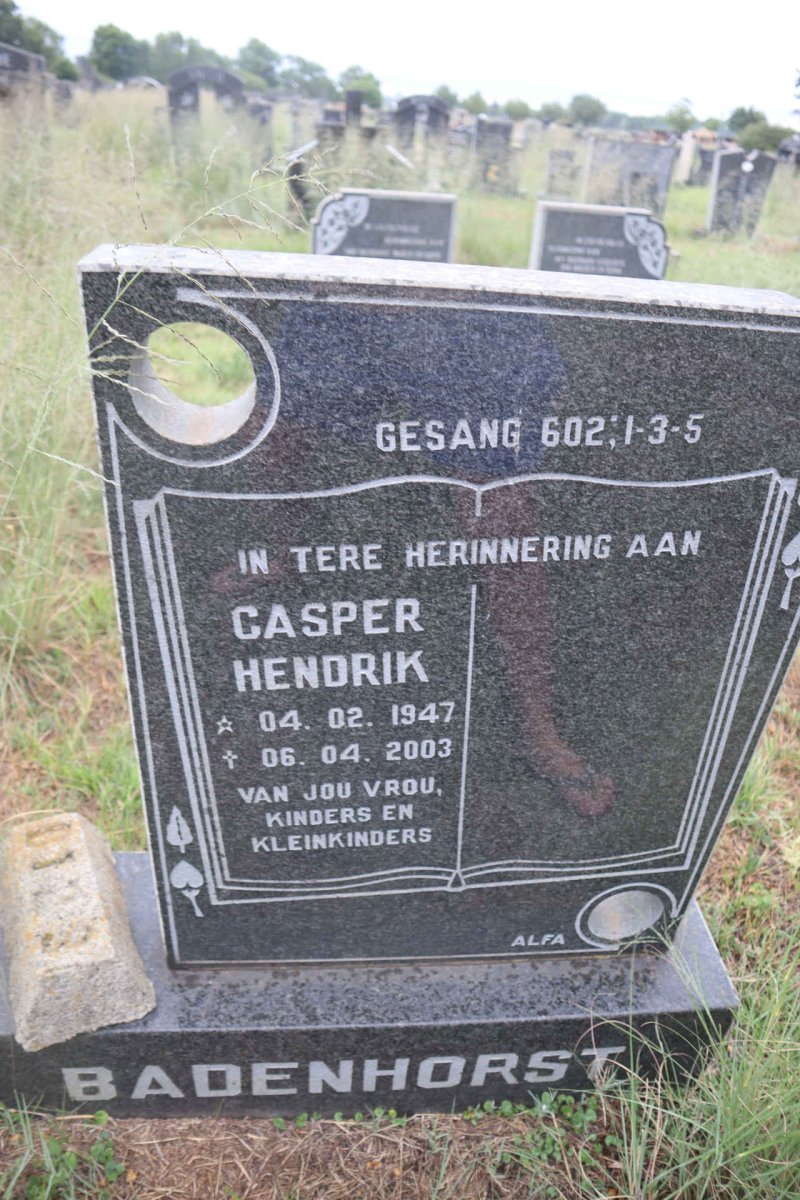 BADENHORST Casper Hendrik 1947-2003