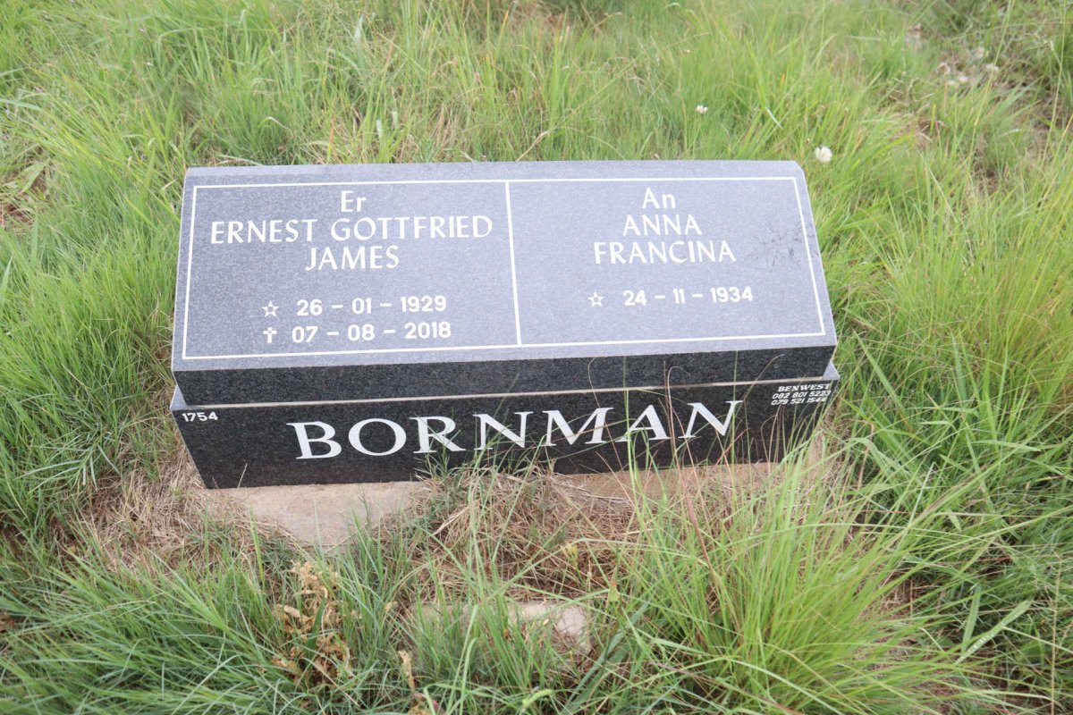 BORNMAN Ernest Gottfried James 1929-2018 & Anna Francina 1934-