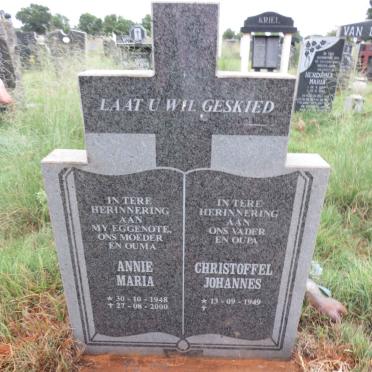 BERGH Christoffel Johannes, van den 1949- & Annie Maria 1948-2000