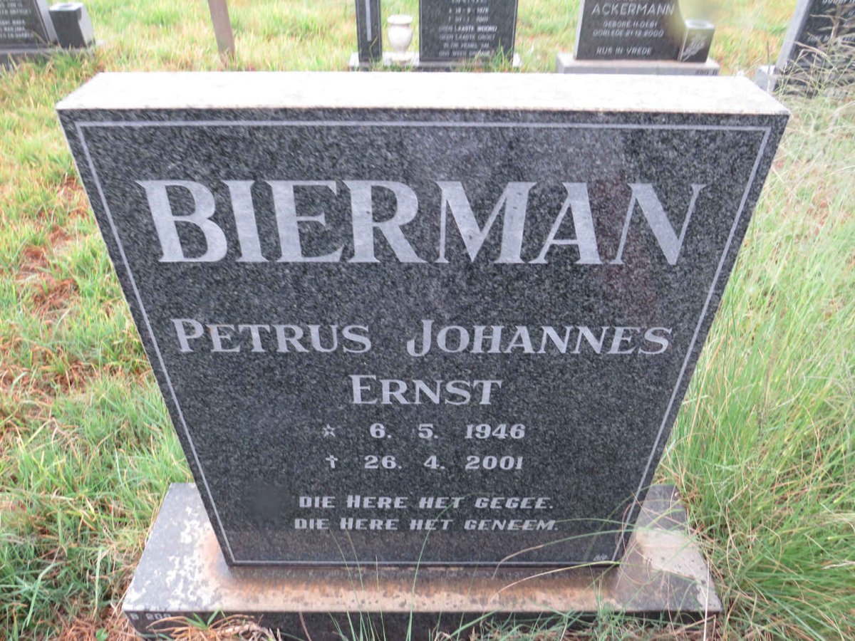 BIERMAN Petrus Johannes Ernst 1946-2001