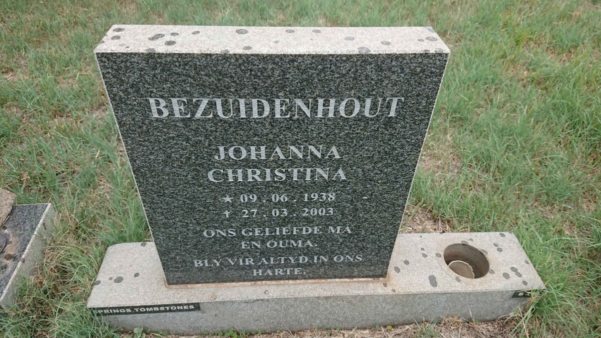 BEZUIDENHOUT Johanna Christina 1938-2003