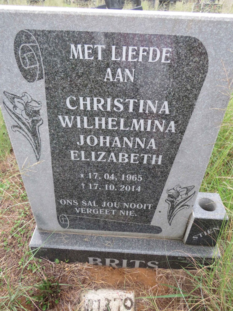 BRITS Christina Wilhelmina Johanna Elizabeth 1965-2014