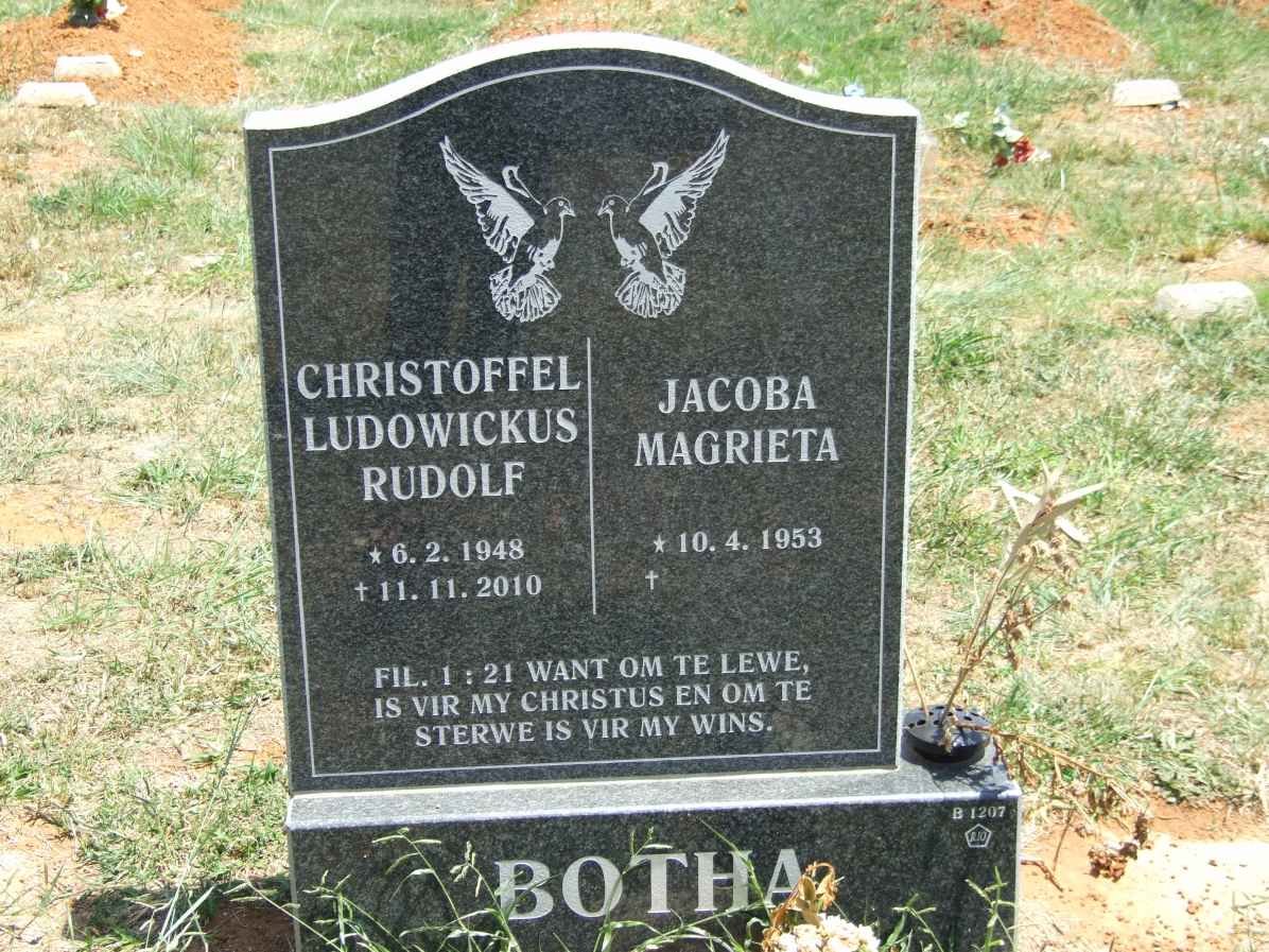 BOTHA Christoffel Ludowickus Rudolf 1948-2010 &amp; Jacoba Magrieta 1953-