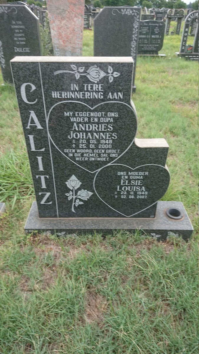 CALITZ Andries Johannes 1948-2000 & Elsie Louisa 1949-2007