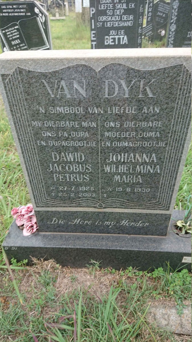 DYK Dawid Jacobus Petrus, van 1925-2003 & Johanna Wilhelmina Maria 