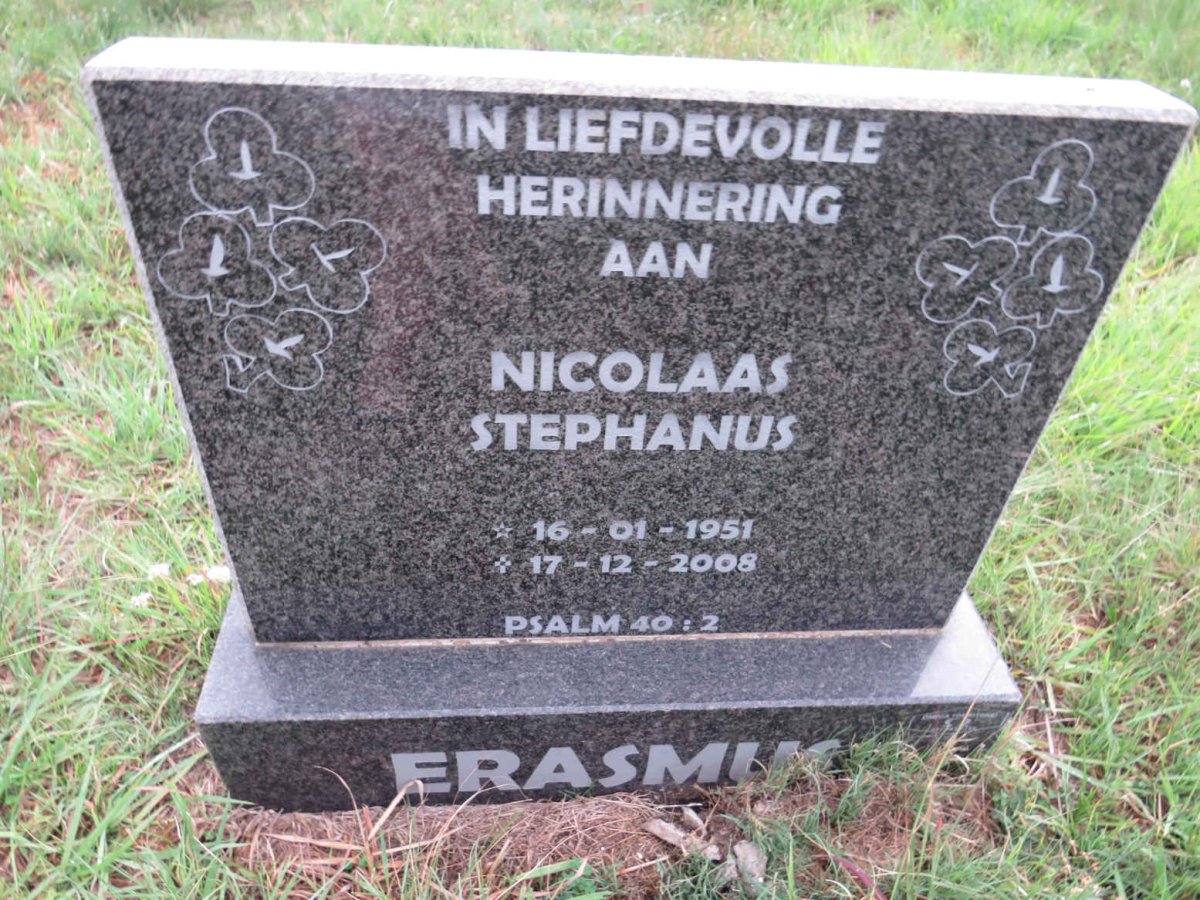 ERASMUS Nicolaas Stephanus 1951-2008