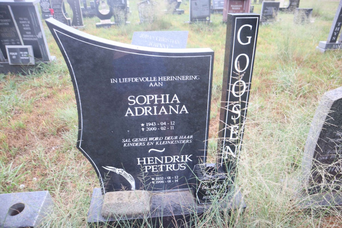 GOOSEN Hendrik Petrus 1932-1998 & Sophia Adriana 1943-2000