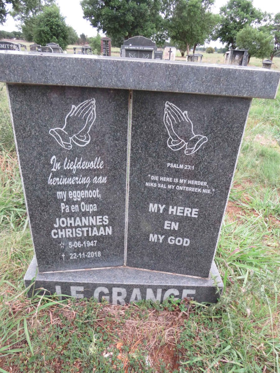 GRANGE Johannes Christiaan, le 1947-2018
