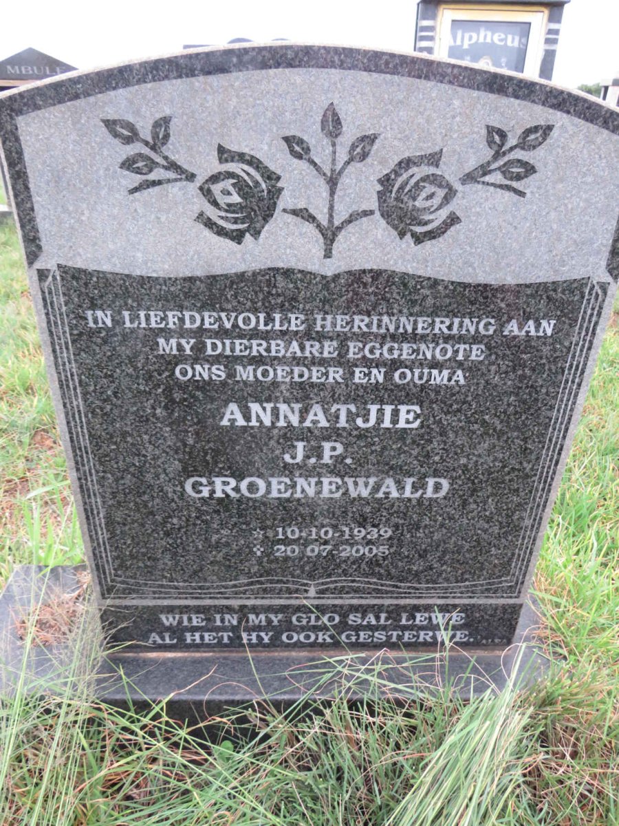 GROENEWALD Annatjie J.P. 1939-2005