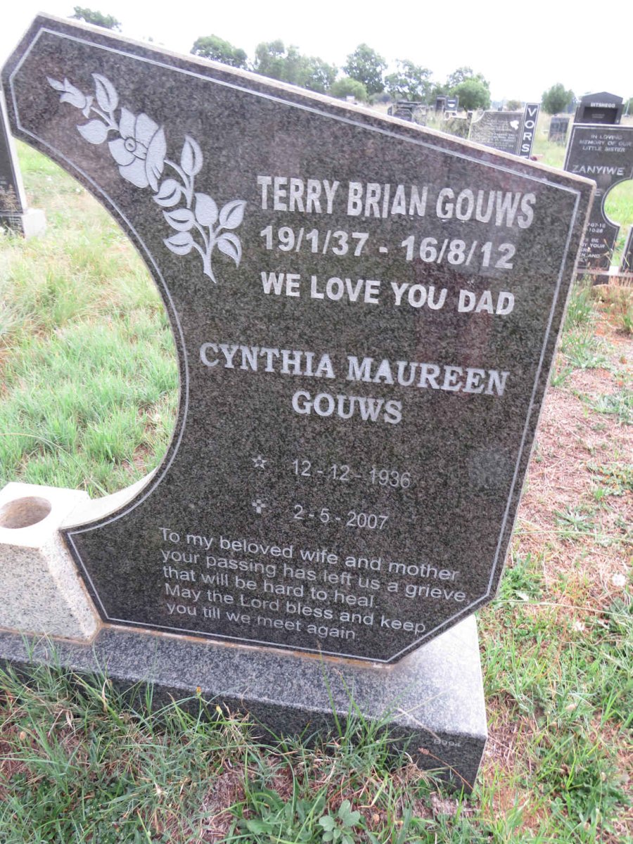 GOUWS Terry Brian 1937-2012 & Cynthia Maureen 1936-2007