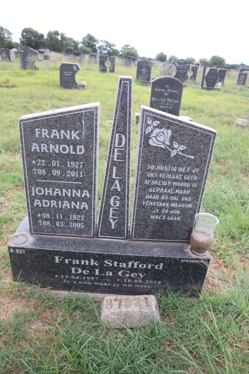 GEY Frank Arnold, de la 1927-2011 & Johanna Adriana 1923-2005 ::GEY Frank Stafford, de la 1957-2014