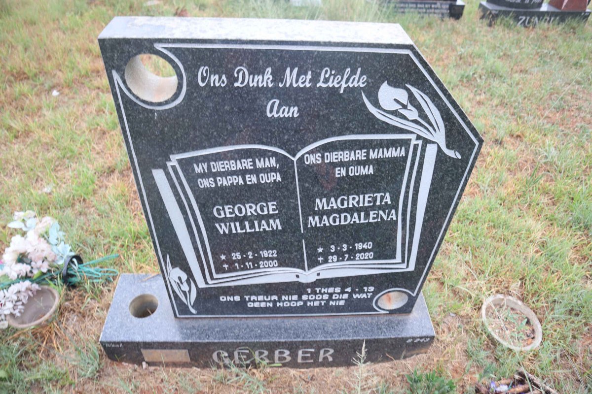 GERBER George William 1922-2000 & Magrieta Magdalena 1940-2020