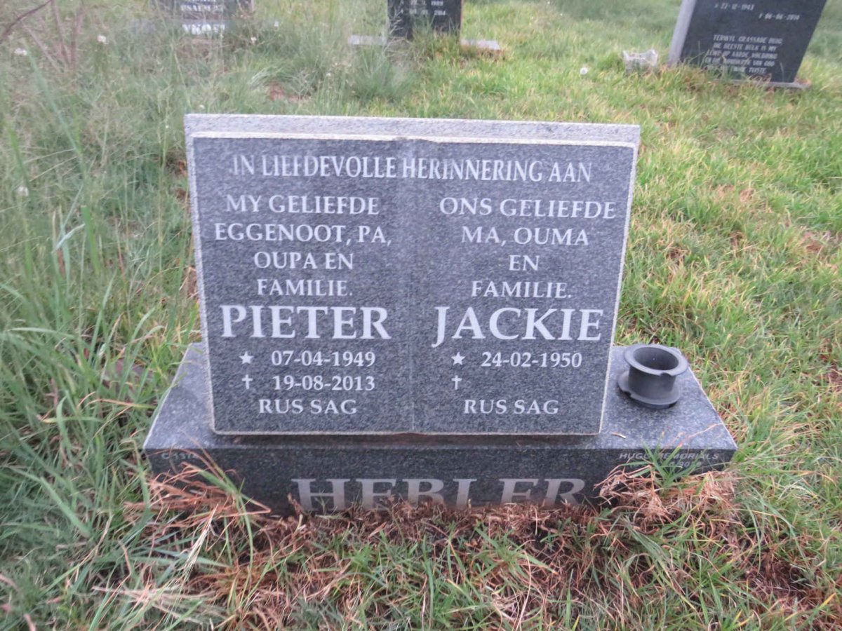 HEBLER Pieter 1949-2013 & Jackie 1950-