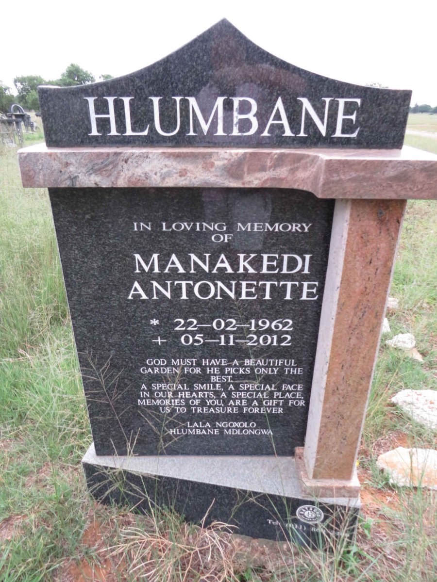 HLUMBANE Manakedi Antonette 1962-2012