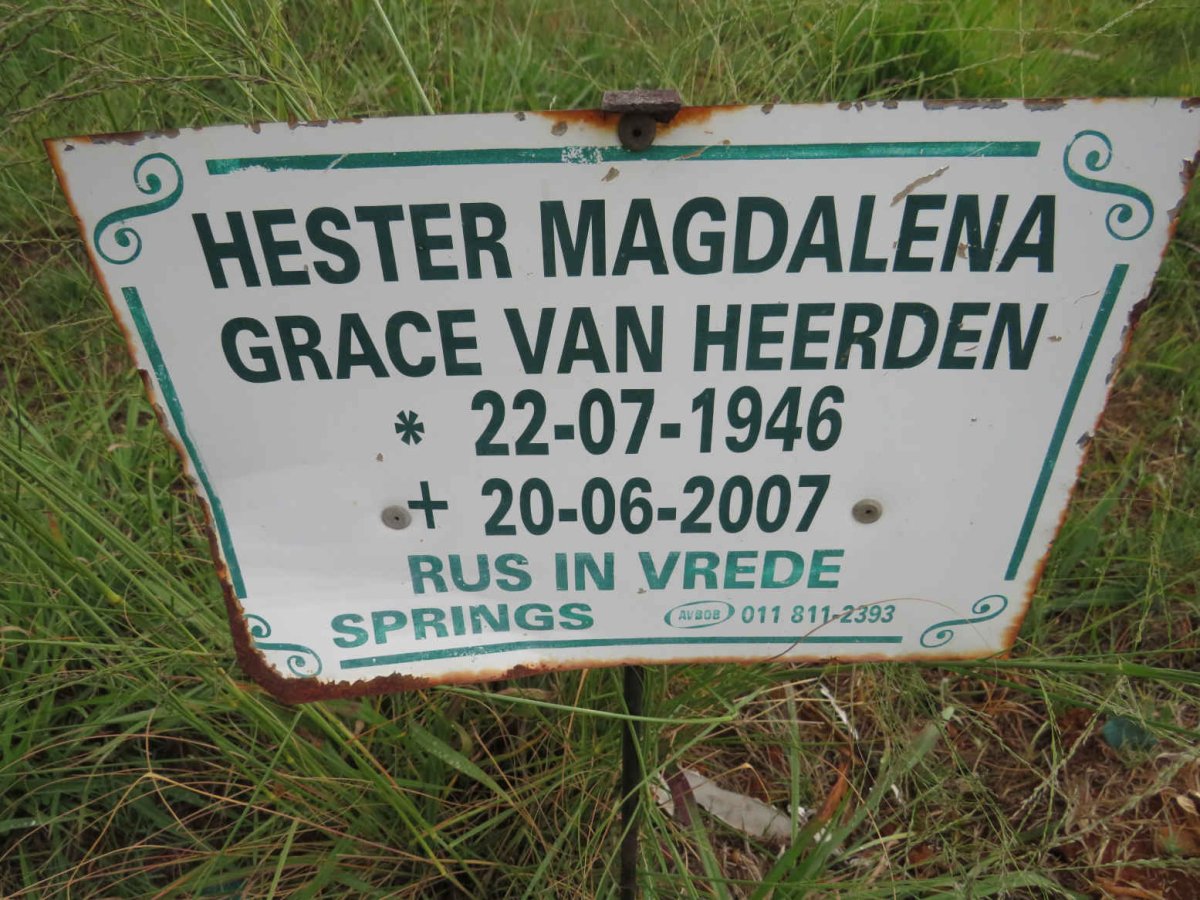 HEERDEN Hester Magdalena Grace, van 1946-2007