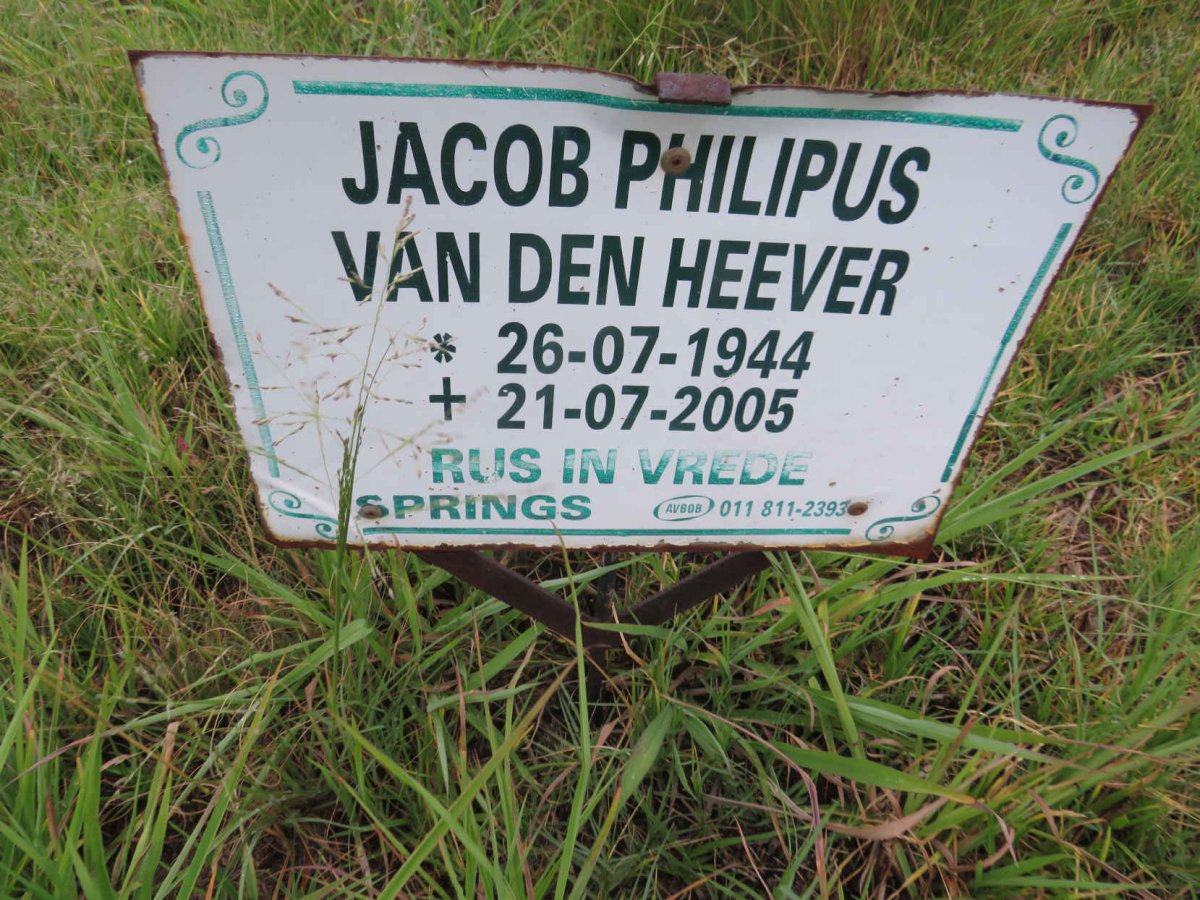 HEEVER Jacob Philipus, van den 1944-2005