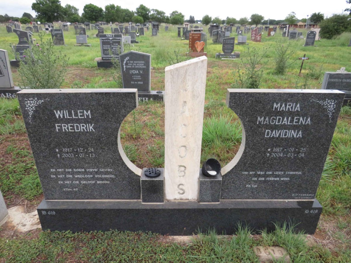 JACOBS Willem Fredrik 1917-2003 & Maria Magdalena Davidina 1917-2004